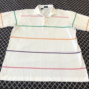 Jeff Rose Golf Polo Striped Shirt Short Sleeve Italy Colorful Large AB33